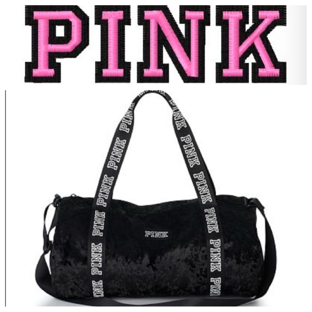 NWOT Victoria’s Secret’s PINK Varsity Crushed Velvet  Logo Duffel Bag Sz: OS